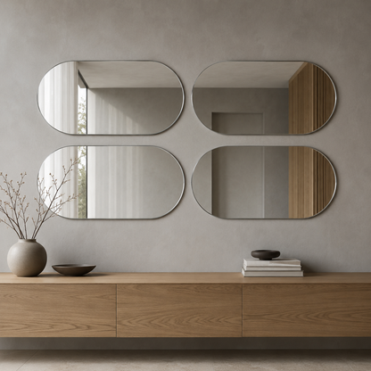 Spiegel in Kapselform 40 × 20 cm, rahmenlos, ohne Befestigungsset – Ansicht 3