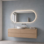 Ovaler LED-Wandspiegel 30 × 20 cm, rahmenlos, Touch-Schalter – Produktbild 2