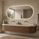 Ovaler LED-Wandspiegel 30 × 20 cm, rahmenlos, Touch-Schalter – Produktbild 4