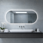 Ovaler LED-Wandspiegel 130 × 40 cm, rahmenlos, Wandschalter – Produktbild 5