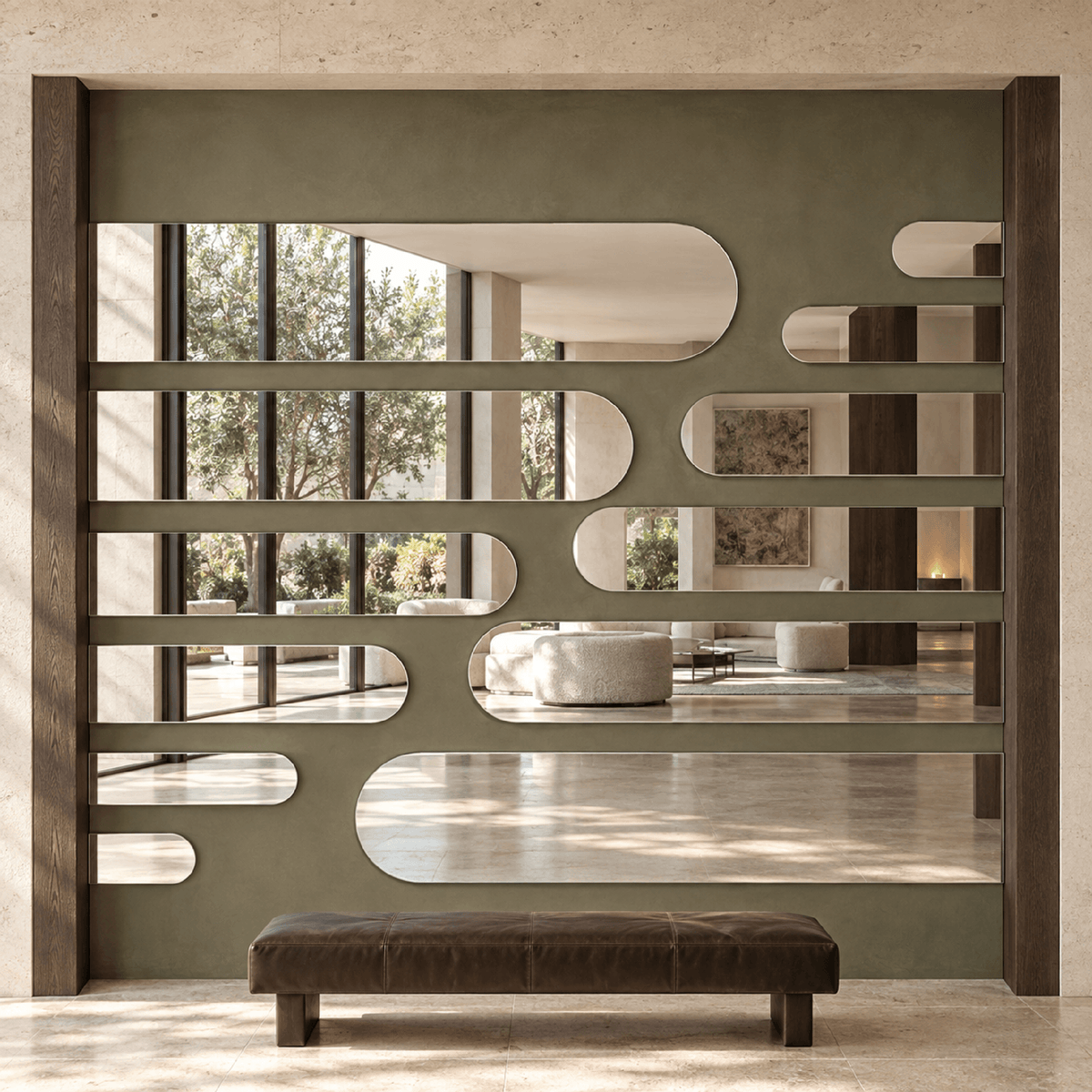 Halbovaler Spiegel 120 × 30 cm, mit Aufhängern und Dübeln – Produktbild 4