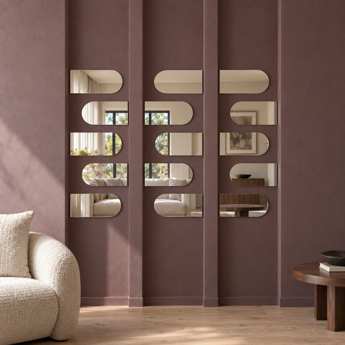 Halbovaler Spiegel 220 × 90 cm, mit Aufhängern und Dübeln – Produktbild 4