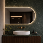 Halbovaler LED-Spiegel 100 × 20 cm, Touch-Schalter – Produktbild 1