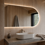 Halbovaler LED-Spiegel 100 × 20 cm, Touch-Schalter – Produktbild 2
