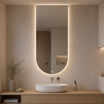 Halbovaler LED-Spiegel 40 × 50 cm, Touch-Schalter – Produktbild 3